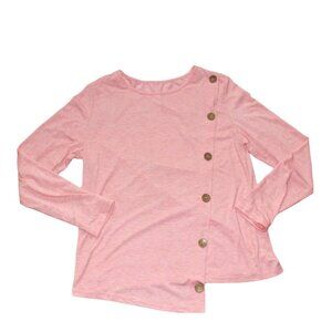 Unbranded Womens Light Weight Blouse-Faux Button Detail-Pink-Large-GUC